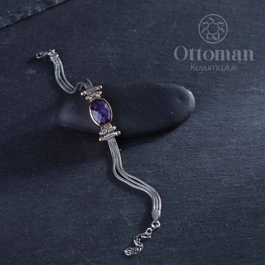 Combination of Elegance and HealingThe Amethyst Bracelet - Silver Whisper