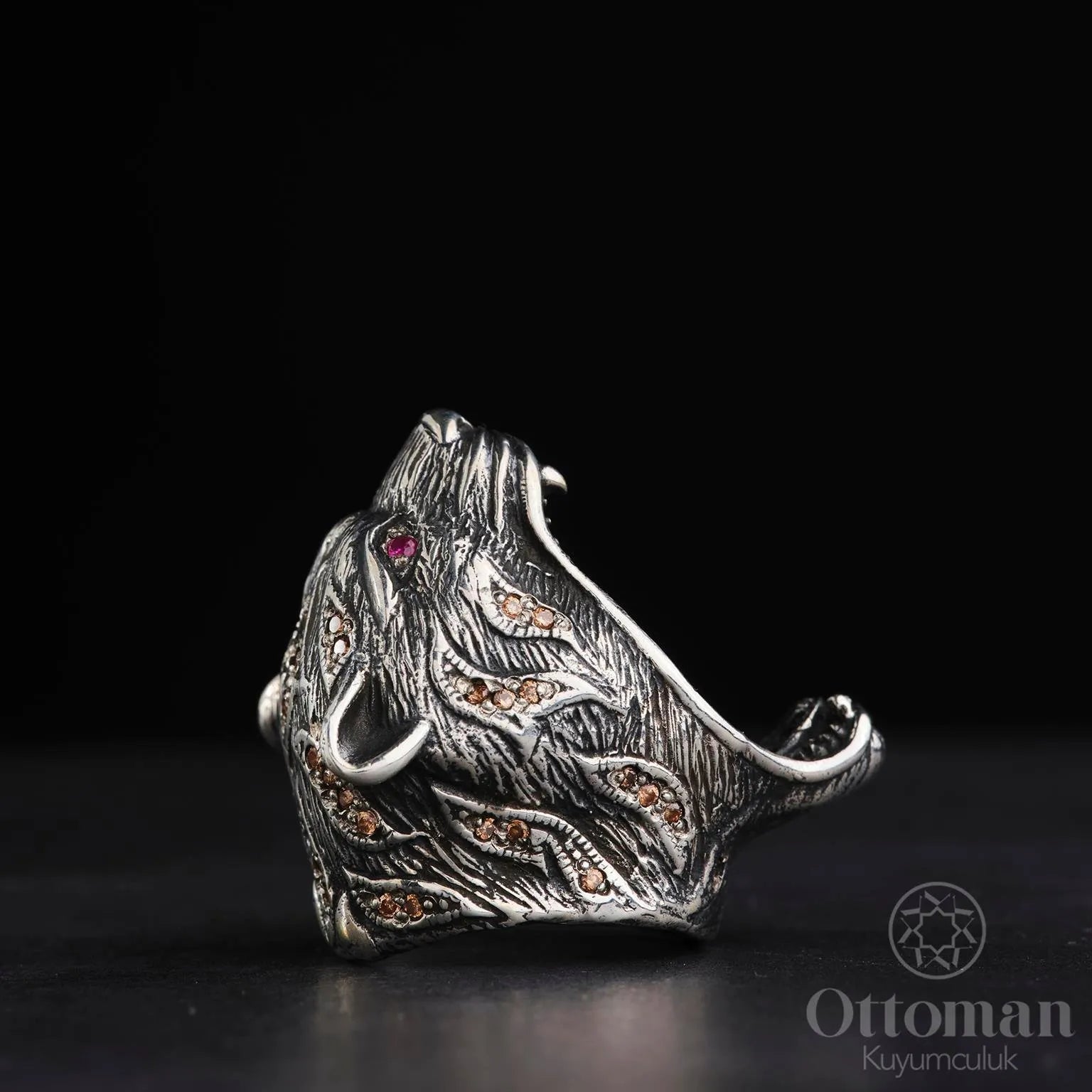 Lion - shaped silver men's ring is crafted from 925 sterling silver - Silver Whisper