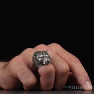 Lion - shaped silver men's ring is crafted from 925 sterling silver - Silver Whisper