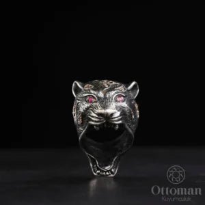 Lion - shaped silver men's ring is crafted from 925 sterling silver - Silver Whisper