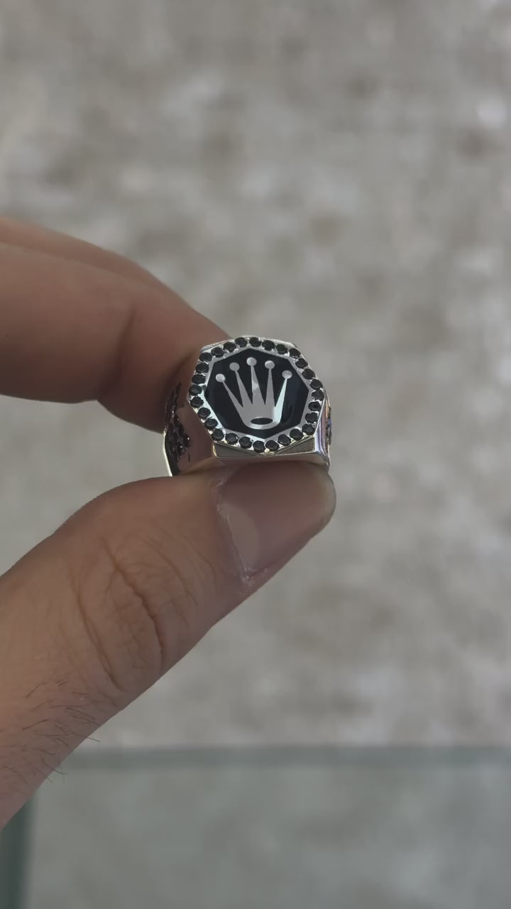 Custom-designed Rolex 925 sterling silver ring