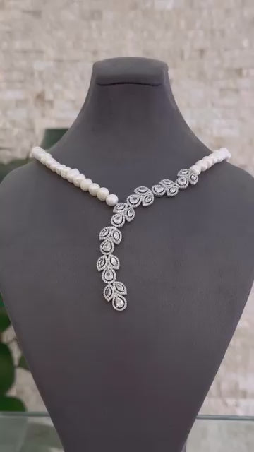 925 Sterling Silver Clip-On Pearl Necklace