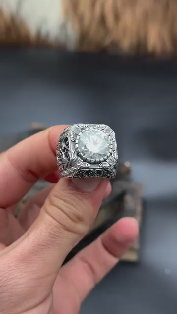 Original 10-carat Moissanite Stone Men's Ring