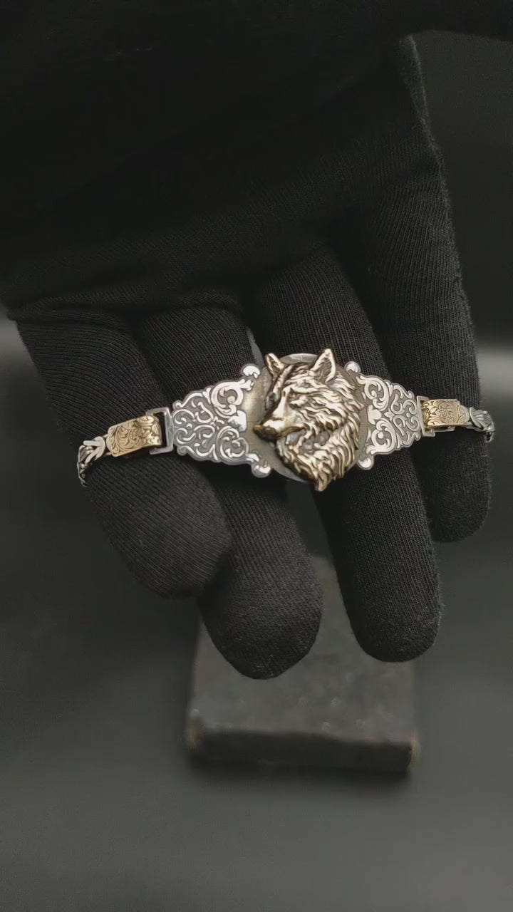 925 sterling silver wolf bracelet.